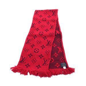 Louis Vuitton Scarf  Wool Escharpe Logomania Ruby Silk Red